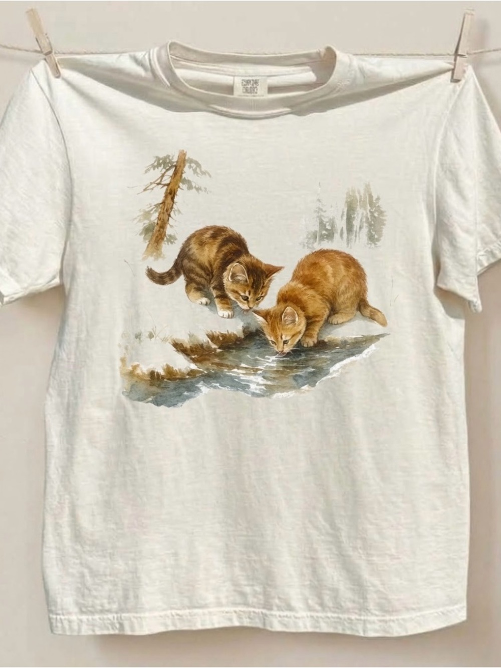 Comfort Colors Kitten In Nature Shirt Vintage-Inspired Cats Graphic Tee